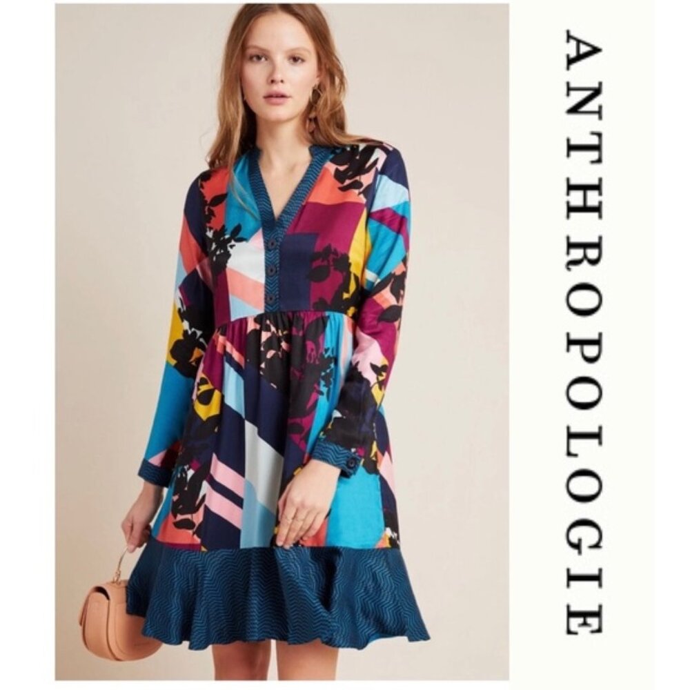 Maeve  Anthropologie Gillian Abstract Shirt Dress L